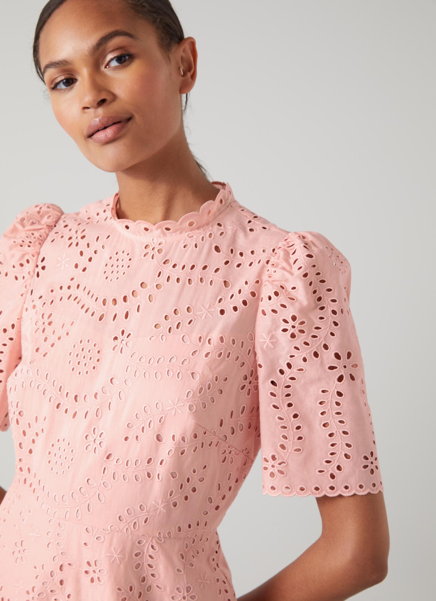 Honor Pink Cotton Broderie Anglaise ...
